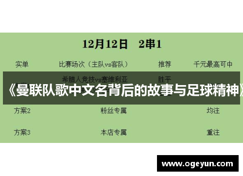 《曼联队歌中文名背后的故事与足球精神》 《曼联队歌中文名背后的故事与足球精神》
